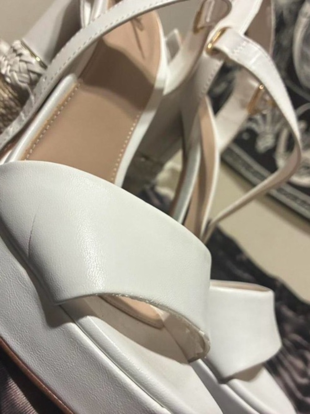 Aldo White Platform Sandals with Ankle Strap